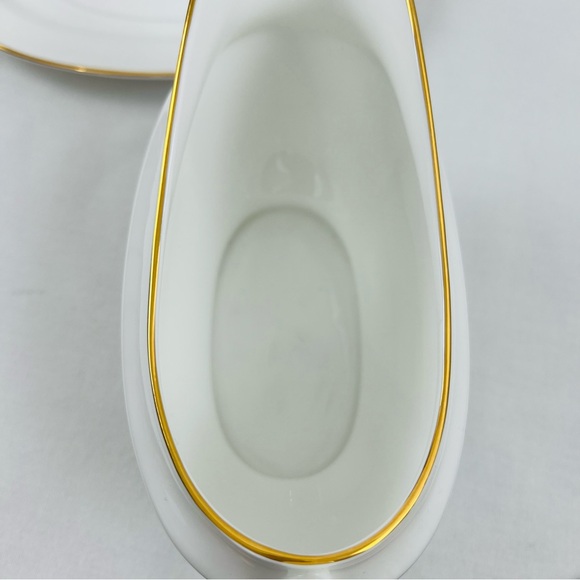 NWT!! Lenox Vintage Margaret Print Gravy Boat and Underplate Green White - Picture 3 of 10